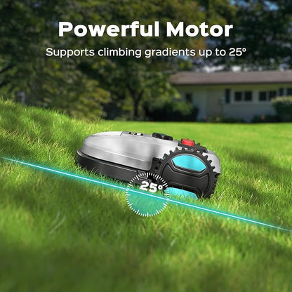 2026 New Robot Lawn Mower with App Control – Features Adjustable Cutting Height, Auto-Charging, Obstacle Detection and Brushless Motor for Lawns Up to 1/8 Acre, Gray