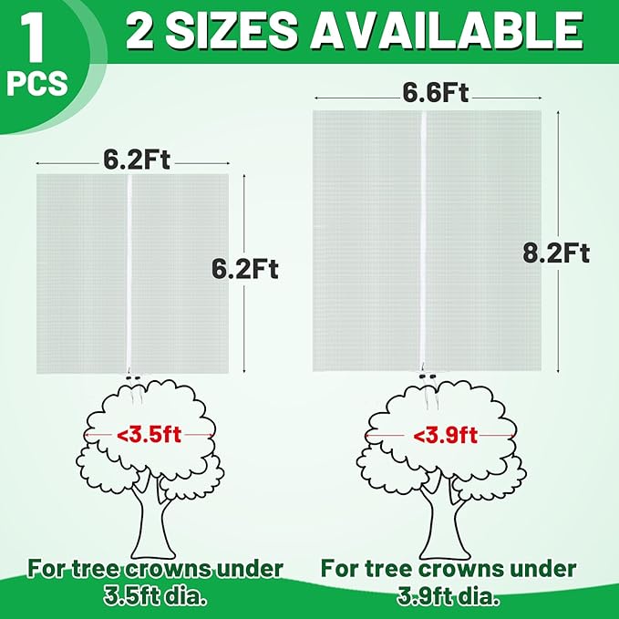 Easy Installation Fruit Tree Netting with Zipper & Drawstring - 6.2x6.2ft Ultra Fine Mesh Garden Protection Screen to Protect Pear Peach Apple from Bird Insect Bug Cicada Deer Squirrel