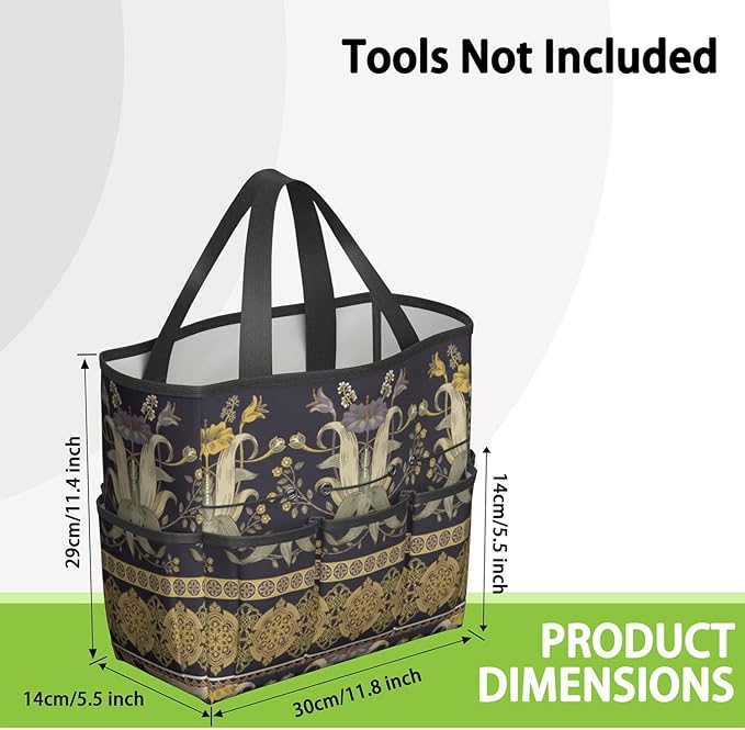 Paisley Garden Tool Bag - Waterproof Garden Tote with 8 Pockets, Large Storage Home Organizer Gardening Tool Oxford Bag for Garden Tools Kits Holder, Ideal Outdoor Gardening Gift for Women & Men