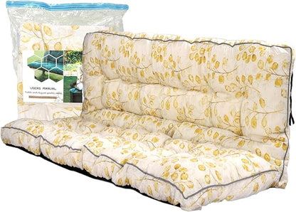 Replacement Cushions for Swing, Swing Cushions 3 Seater Replacement, Waterproof Thicken Washable Pad Cushion for Outdoor Indoor Furniture Swing Patio (Yellow Leaves, 40x63 inch)