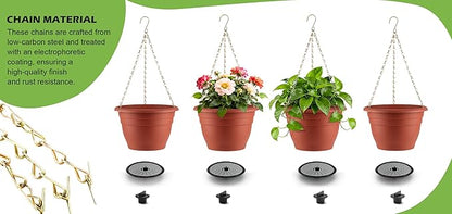 RooTrimmer Hanging Planters 11 Inch, 3 Pcs Flower Pots with Drainage Hole, Self Watering Hanging Basket for Indoor Outdoor Plants, Decor, Pottery Red