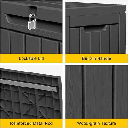 EAST OAK Outdoor Storage Box, 60 Gallon Deck Box Indoor and Outdoor Use, Black