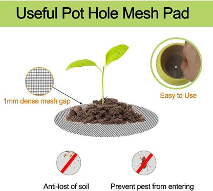 Bonsai Mesh for Plant Pot Drainage Screen 2 Inch, 50 Pcs Plastic Round Flower Pot Hole Mesh Screen Cover Pad for Nursery Planter Bottom Drainage Inserts Grid Mat for Potted Succulent