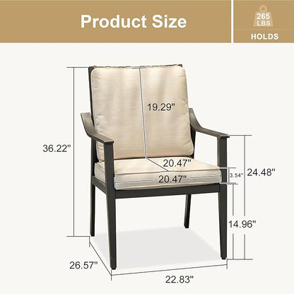 PURPLE LEAF Outdoor Dining Chairs Set of 2 All-Weather PE Rattan Patio Dining Chairs with Heavy-Duty Iron Frame and Thick Cushion Outdoor Patio Chair for Lawn Garden Backyard Deck
