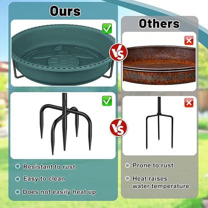 Bird Bath for Outside, Garden Freestanding Birdbath & Birdfeeder with Removable Bowl, Bird Baths Feeder for Outdoors Garden Patio Yard Lawn Decor, 5-Pronged Base & Easy to Clean(Green)