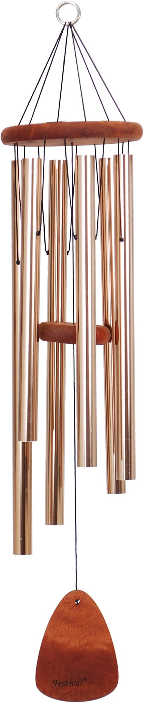 Festival 36-inch Redwood Wind Chime w/Customization in Bronze by Wind River for Patio, Backyard, Garden, and Outdoor décor. Made in The USA