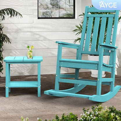 Ayge 17.7" Double Outdoor Side Table, Rectangular HDPE Adirondack End Table for Patio, Lawn, Pool, Garden, Backyard，Aurba