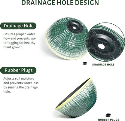 10in Hanging Planters for Indoor and Outdoor Plants, 2 Pack Hanging Planter with Drainage Hole, Round Hanging Flower Pots for Garden Home Decor (Green Glaze)