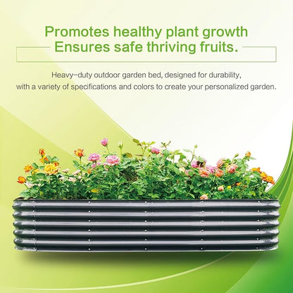 Gardmax Galvanized Raised Garden Bed, Lightweight Planter Boxes Outdoor with Easy Assembly, Large Garden Bed for Vegetables, Fruits, Flower Dark Grey 8x2x1.5 FT