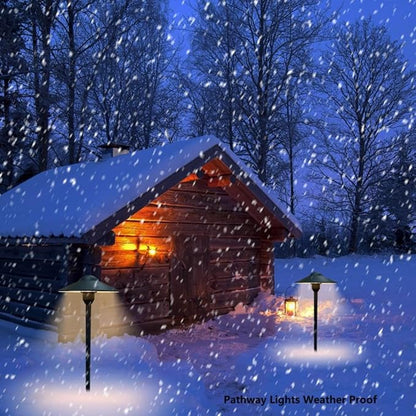 Low Voltage Pathway Lights,Cast Aluminum Landscape Lighting Path Light Garden Driveway Walkway Lighting 12-24V Replaceable G4 LED Bulb Wire Connectors Included 2-Pack Black Finish Round Hat