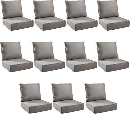 Outdoor Cushion Set for Furniture Patio Furniture, UV Resistant, Water Resistant - 6 Inch Thick Foam Garden Cushions – 22x24 Inch Patio Seat Covers for Chair/Sofa/Couch | Grey | 11-Pack |