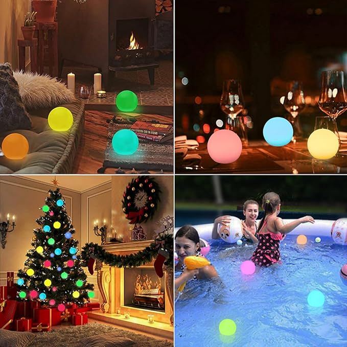LED Ball Light,5-Inch Cordless Orb Light with Remote,16 Color Changing Night Light for Kids,Rechargeable Mood Lamp,IP68 Waterproof for Home,Party,Pool,Christmas Decor