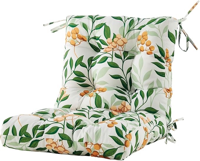 ARTPLAN Seat/Back Outdoor Chair Cushion,Set of 4 Patio Chair Cushion with Tie,Tufted Replacement for Patio Furniture,40x20x4 Inches,4 Count,Floral