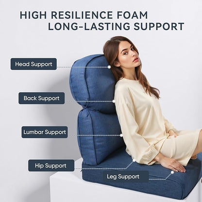 Patio Chair Cushions 5 Packs - Outside 22x24 High Back Water-Resistant Cushion with Zipper Cover for Outdoor Glider Rocking Chairs Loveseat 3-seat Couch Sofa – Blue/Crescent