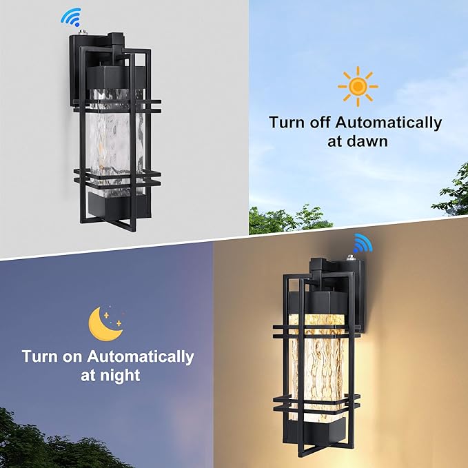 WIHTU Dusk to Dawn Outdoor Front Porch Light Fixtures Wall Mount, Waterproof Wall Sconce Lights(1 Pack), Sensor Exterior Lighting Fixtures for House, Outside Lantern Lamp for Garage, Doorway
