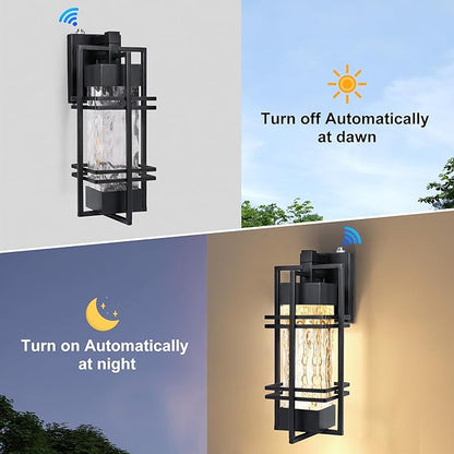 WIHTU Dusk to Dawn Outdoor Front Porch Light Fixtures Wall Mount, Waterproof Wall Sconce Lights(1 Pack), Sensor Exterior Lighting Fixtures for House, Outside Lantern Lamp for Garage, Doorway