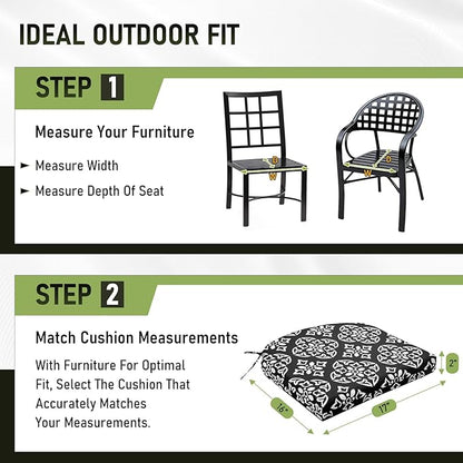 Basic Beyond Outdoor Chair Cushions Set of 4, Outdoor Cushions for Patio Furniture, Water Resistant Patio Chair Cushions with 2 Ties, 17x16x2, Medallion