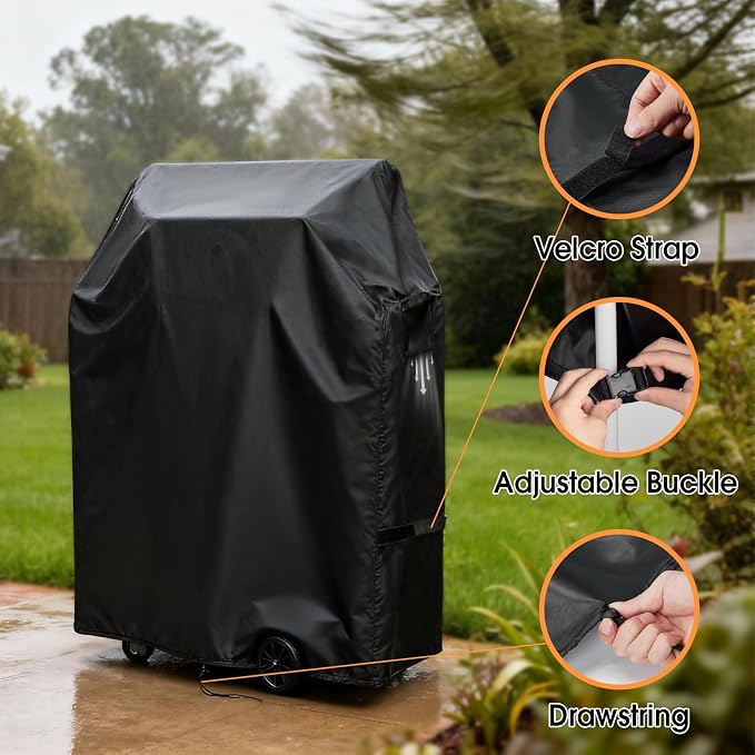 Outdoor Grill Cover for 24 Inch Nexgrill Deluxe 2 Burner Gas Grill with Foldable Side Shelves, Waterproof Outdoor BBQ Griddle Cover, 24 x 23 x 42 Inch
