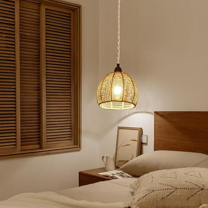 Plug in Pendant Light, Industrial Hanging Light with Plug in Cord Hemp Rope On/Off Switch Farmhouse Pendant Lamp with Plug in Cord, Vintage Hanging Lamps for Dining Room
