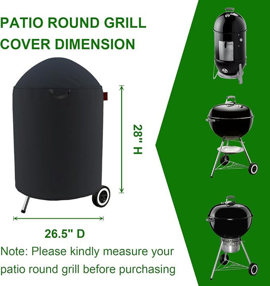 Premium Grill Cover Fits Weber 22" Jumbo Joe,22" Original & Premium Kettle Charcoal Grill,Weber/Joyfair/Megamaster/Papapacks/GRILIFE/Green Party 18" Kettle Charcoal Grill