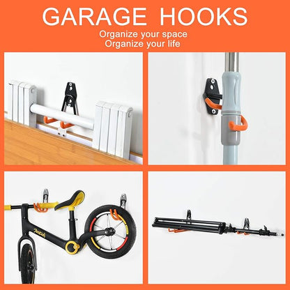 Aoben Heavy Duty Steel Garage Storage Hooks, Utility Tool Hangers and Combinable Wall Mount Hooks for Organizing Ladder, Hold Chairs, Heavy Tools (Small U, 4 Pack)