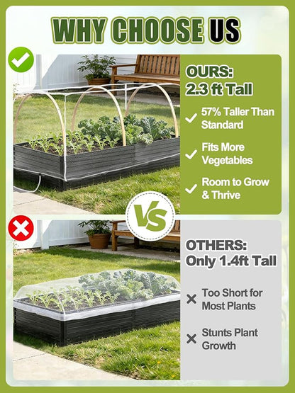 2 pcs Windproof Garden Netting for Raised Beds (4ft L x 2ft W x 1ft H) - 60 Mesh Bird Netting Garden Bed Cover with Drawstring & 40 Clips for Vegetables Flowers, Excluding Hoops or Frames