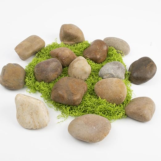 10LB Mixed Stones Pebbles River Rocks, Natural Beach Pebbles,1-2 Inch Decorative River Rocks for Landscaping Garden Paving Plant Rocks Crafting Walkways and Outdoor Decorative Stone