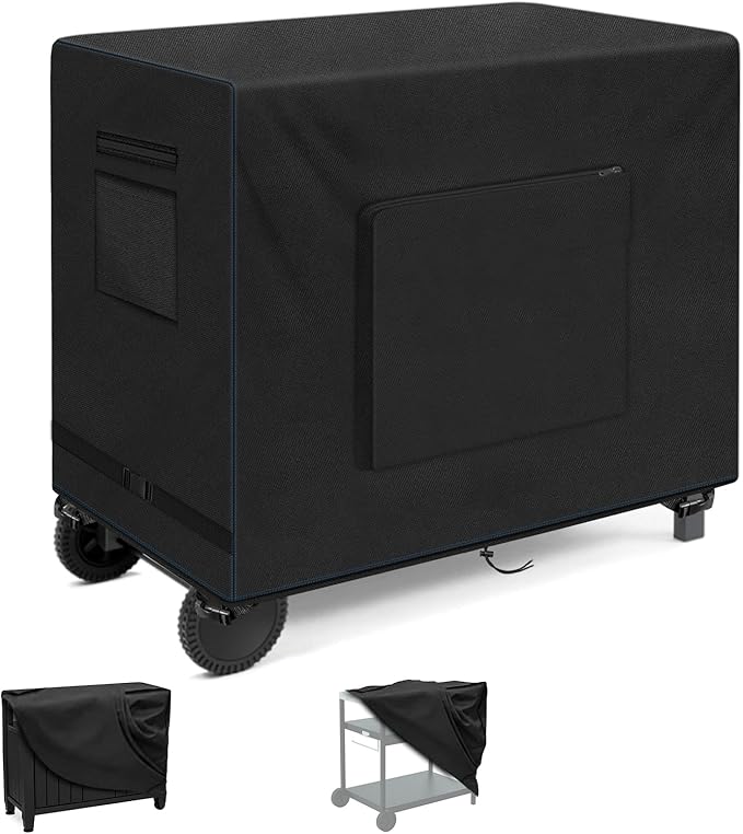 SIRUITON Outdoor Bar Cart Cover for 52 Inch BBQ Food Prep Table, Heavy Duty 600D Oxford Fabric Outdoor Dining Cart/BBQ/Worktable Metal Movable Table Waterproof Cover