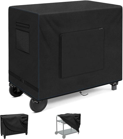 SIRUITON Outdoor Bar Cart Cover for 34 Inch Portable Outdoor Table, Heavy Duty 600D Oxford Fabric Outdoor Waterproof BBQ/Worktable Metal Movable Table Cover