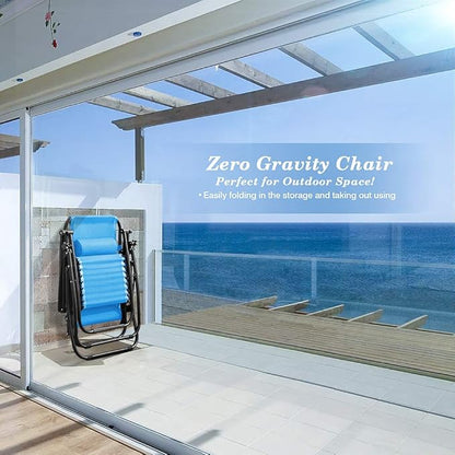 Homall Zero Gravity Chair Adjustable Folding Lawn Lounge Chairs Outdoor Lounge Gravity Chair Camp Reclining Chair with Pillows for Poolside Backyard and Beach Set of 2 (Sky Blue)