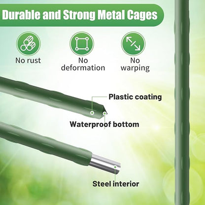 3 Sets Tomato Cages with 10-Gallon Sturdy Grow Bags, 48.5" Planter Support Trellis Pots Kit for Garden, Flowers Vegetable Cages for Cucumbers Eggplants Vertical Climbing Plants Vines