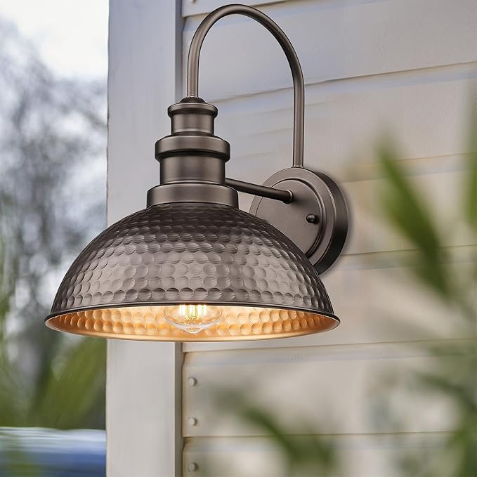 Casia Farmhouse Barn Lights - Rustic Wall Sconce, Exterior Outdoor Mounted Lighting Fixture, Vintage Wall Light, Porch Lantern Lamp for Front Door,Porch,Patio,Garge (Oil Rubbed Bronze, 2 Pack)