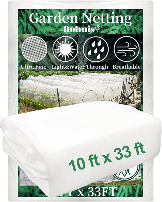 Garden Netting for Raised Beds, 10 ft x 33 ft Ultra Fine Mesh Mosquito Net Pest Barrier Bird Bug Insect Netting for Garden Greenhouse, Plant Row Cover for Protect Vegetables Fruits Flowers Trees