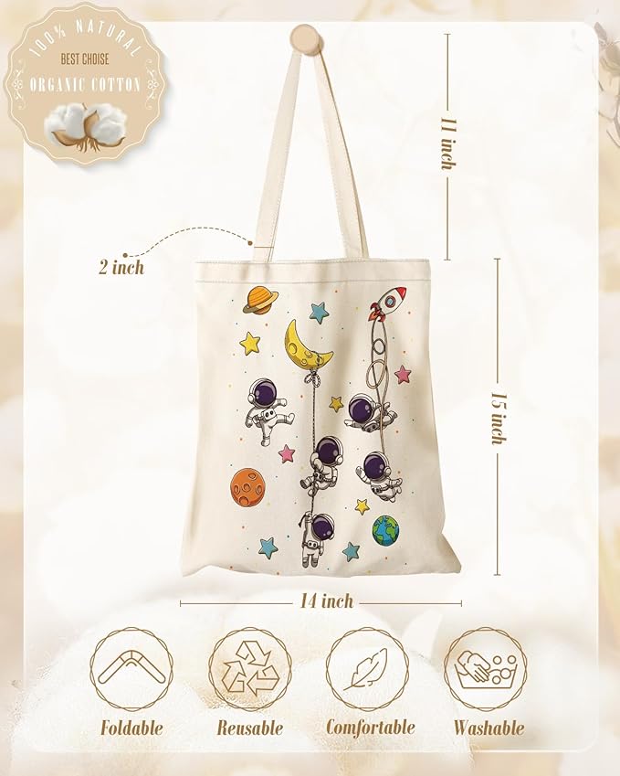 Miss Adola Aesthetic Canvas Tote Bag for Women - Sturdy Cloth Cotton Totes Bag with Pattern Shoulder Bag