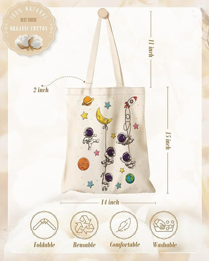 Miss Adola Aesthetic Canvas Tote Bag for Women - Sturdy Cloth Cotton Totes Bag with Pattern Shoulder Bag