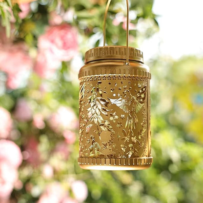 Cooo 6 Pack Solar Lanterns Outdoor Waterproof & Solar Pathway Lights - Gold Hummingbird Landscape Path Lights Christmas Lights Gifts for Women Mom Grandma for Garden Yard Patio Backyard Porch Decor