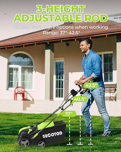 2-in-1 Dethatcher & 16-Inch Scarifier Electric Corded, 15 Amp Copper Motor, Electric Lawn Dethatcher with 5-Position Depth Adjustment, 14.5 gal Thatch Bag,Walk Behind for Yard Lawn Garden Care