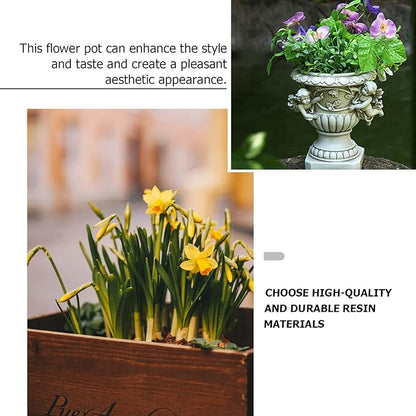 Hemoton 1PC Outdoor Flowerpot European Style Resin Crafts Flowerpot (Beige)