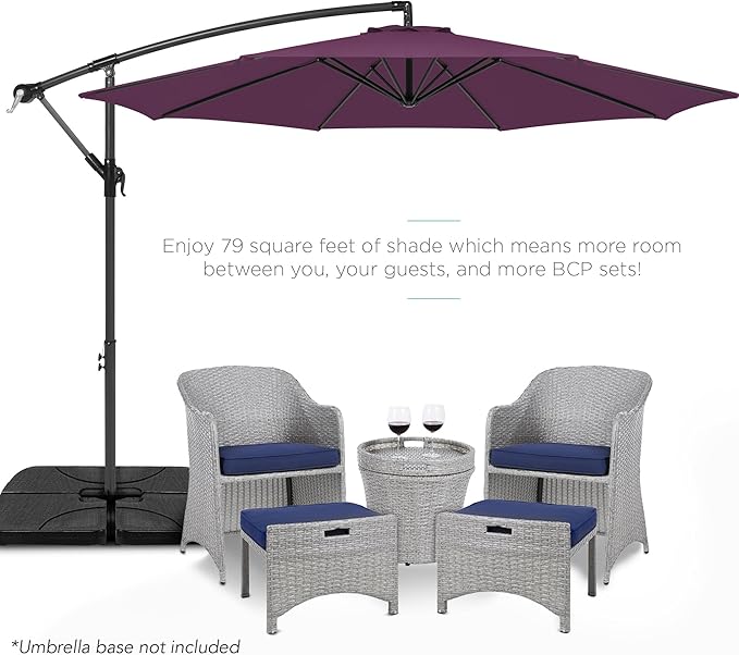 Best Choice Products 10ft Offset Hanging Market Patio Umbrella w/Easy Tilt Adjustment, Polyester Shade, 8 Ribs for Backyard, Poolside, Lawn and Garden