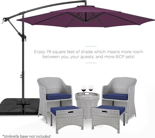 Best Choice Products 10ft Offset Hanging Market Patio Umbrella w/Easy Tilt Adjustment, Polyester Shade, 8 Ribs for Backyard, Poolside, Lawn and Garden