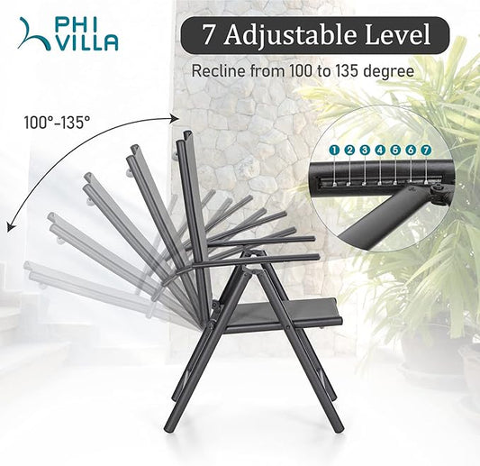 PHI VILLA 7 Piece Outdoor Dining Set with Umbrella, Patio Furniture Dining Set with Foldable Patio Chairs & Outdoor Table for Yard & Garden