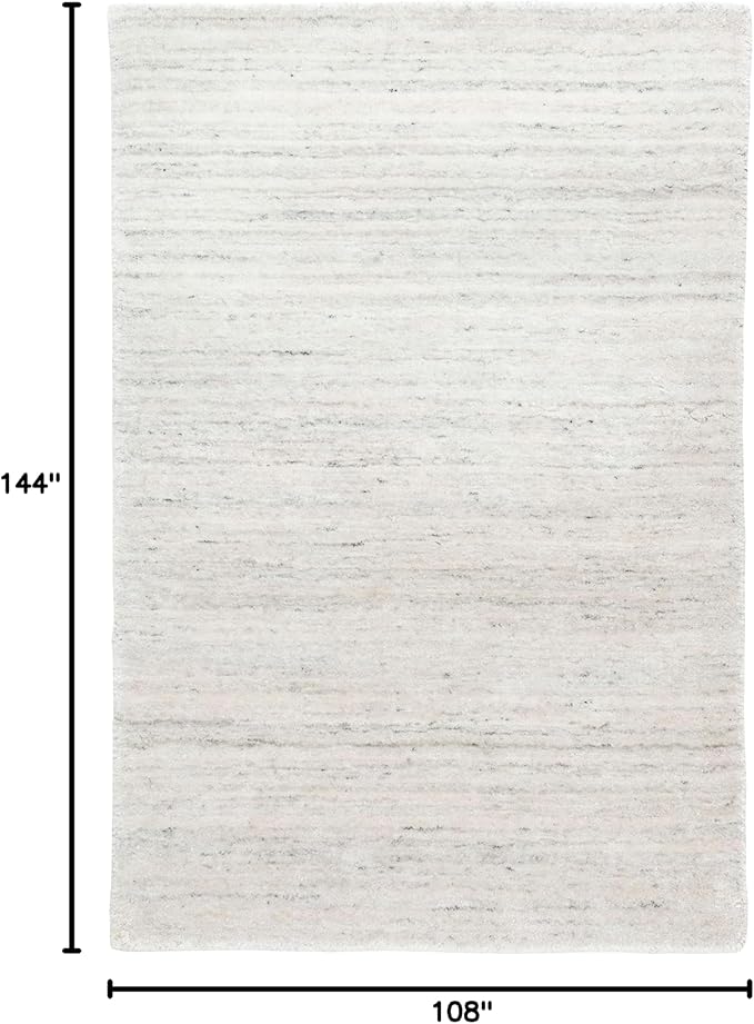Dash & Albert Nordic White Hand Loom Knotted Performance Rug, 8.5 X 11.5 Feet, White Stripe Pattern