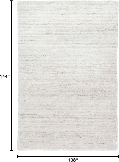 Dash & Albert Nordic White Hand Loom Knotted Performance Rug, 8.5 X 11.5 Feet, White Stripe Pattern