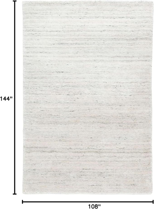 Dash & Albert Nordic White Hand Loom Knotted Performance Rug, 8.5 X 11.5 Feet, White Stripe Pattern