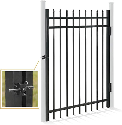Fencer Wire Heavy Duty Pinnacle Fence Gate, 5FT Height x 4FT Width Outdoor Fence Gate, Outdoor Anti-Rust Metal Steel Gate for Fencing Barrier, Decorative Garden Gate with Gate Lock