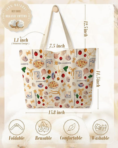 Miss Adola Large Tote Bag for Women - Canvas Tote Bag with Zipper Aesthetic Reusable Shoulder Bag for Gym, Travel, Work