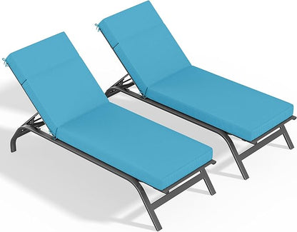 2 Pcs Chaise Lounge Cushions Outdoor, 80" L X 26" W X 4" D Lounge Chair Cushions for Outdoor Furniture, High-Density Foam Patio Chaise Cushion-Waterproof Fade-Resistant ThickPatio lounge chair cushion