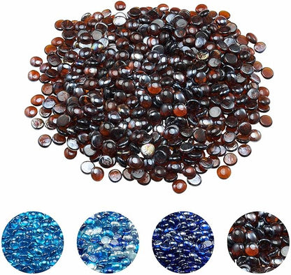 VEVOR Fire Glass, 10LBS / 4.5KG High-Temperature Resistant Fireplace Rocks, 3/4-Inch / 19.05 mm Reflective & Smokeless Firepit Glass Beads, High Luster Stone Landscaping for Fire Pit Table, Rich Amber
