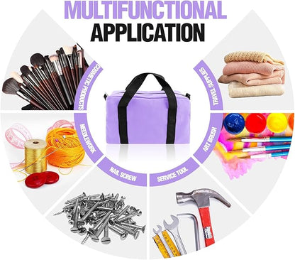 Small Tool Bag, Canvas Tool Storage Bag, Large Capacity Multipurpose Zipper Soft Tote Organizer Pouch for Electrician, Plumbing, Gardening,Tools Bags for Men (Purple, 13 Inch)