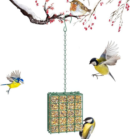 FLINTER Bird Feeder for Outdoors, Suet Feeder Hanging Bird Feeder, Hanging for Garden Yard Outside - Single Suet Cake Feeders fo Attracting Birds, Green